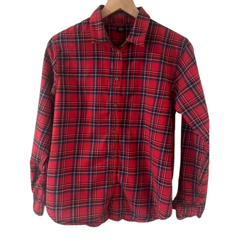 Uniqlo Classic Cotton Flannel Red Plaid Button Down